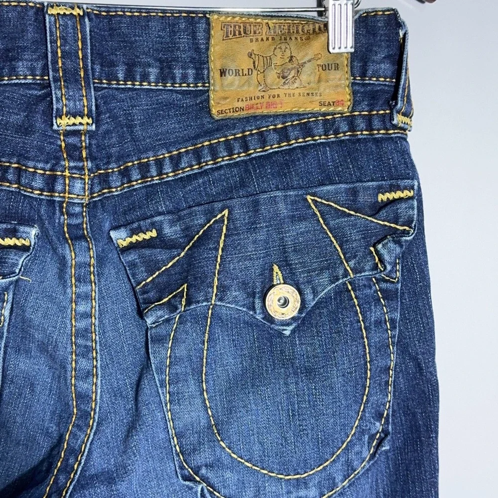 True Religion Billy Big T Y2K Distressed Jeans Mens Size 31 Blue Streetwear